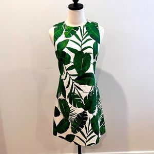 Alice & Olivia Banana leaf / palm print a line dress / sheath